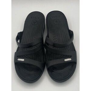 Crocs Swiftwater Sandal W Women's Wedged Slide Size 7 - Black/Black